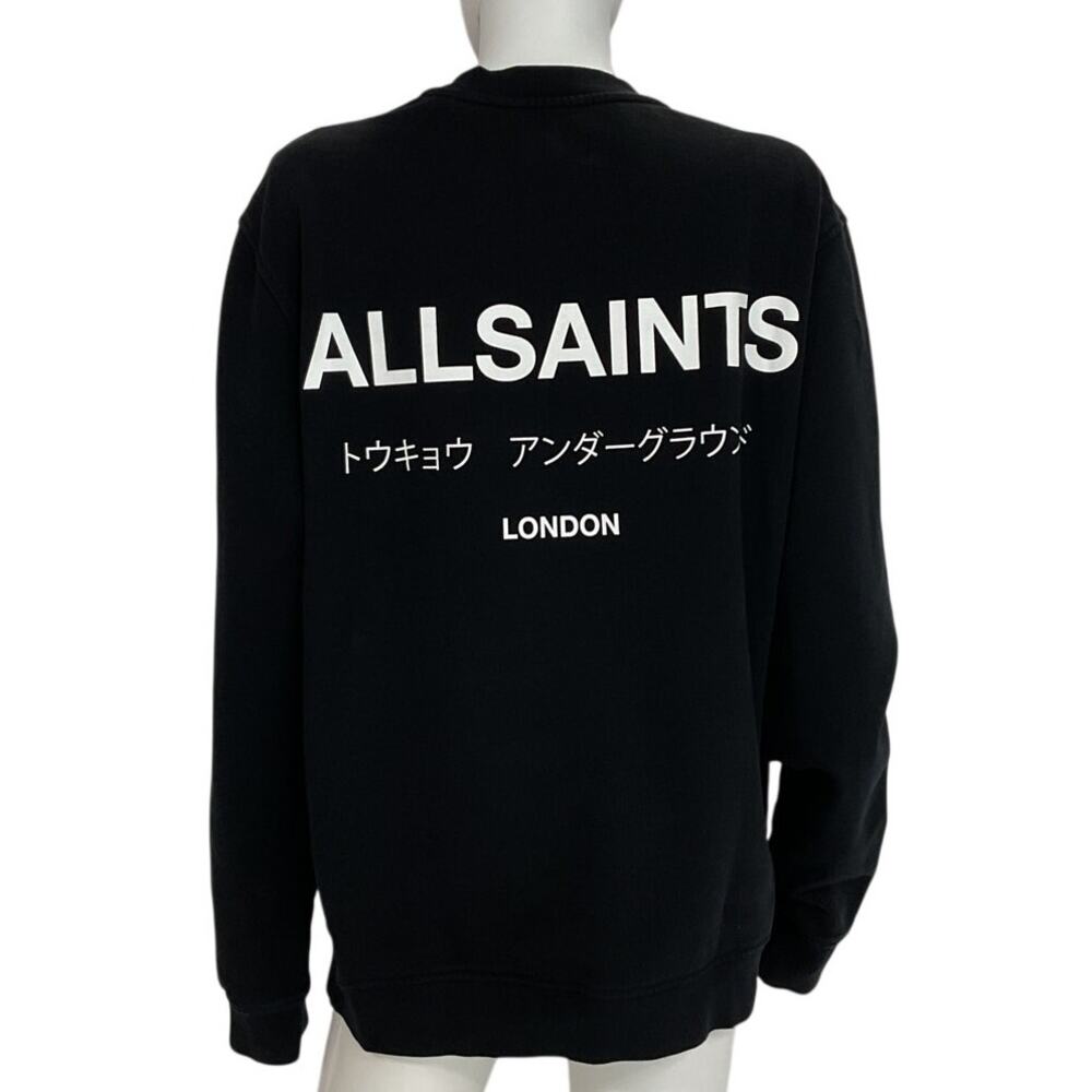 Allsaints Logo Jet Black Underground Sweatshirt Size M - Picture 3 of 5